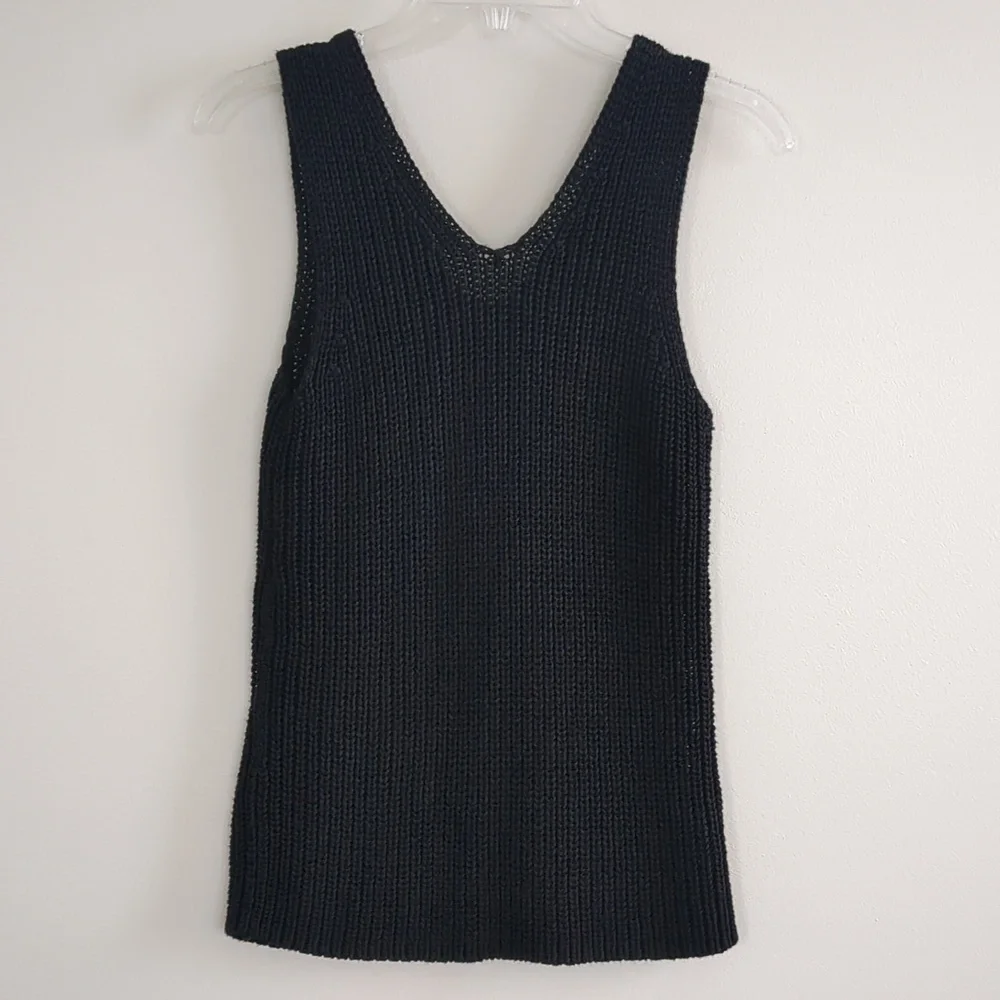 Women's LOFT Black Crochet Sleeveless Sweater (Size M) - Picture 4 of 4
